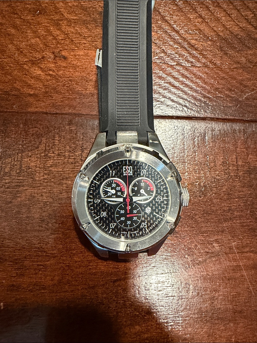 ESQ Men's Black Dial Chronograph Watch with Black Strap